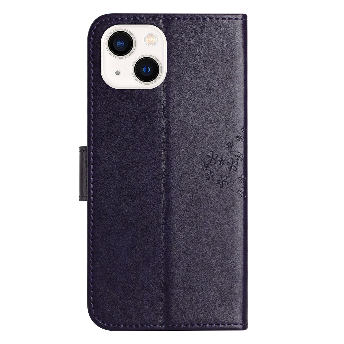 Phone Leather Case for iPhone 15 , Stand Wallet Owl Tree Imprinted Full Protection Phone Cover - Dark Purple