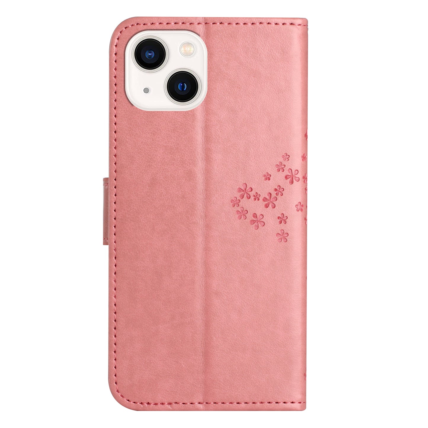 Phone Leather Case for iPhone 15 , Stand Wallet Owl Tree Imprinted Full Protection Phone Cover - Pink