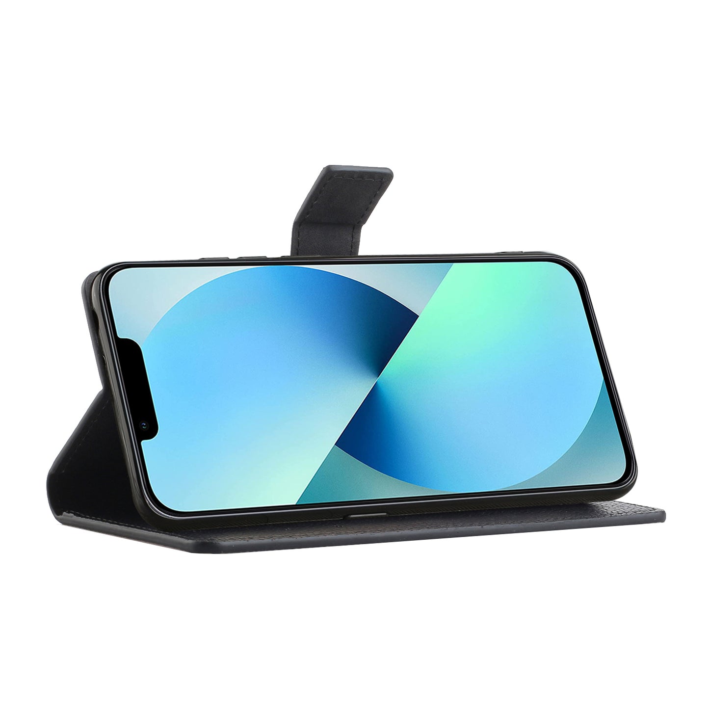 Litchi Texture PU Leather Phone Case for iPhone 15 ,  Wallet Stand Anti-drop Cover - Black