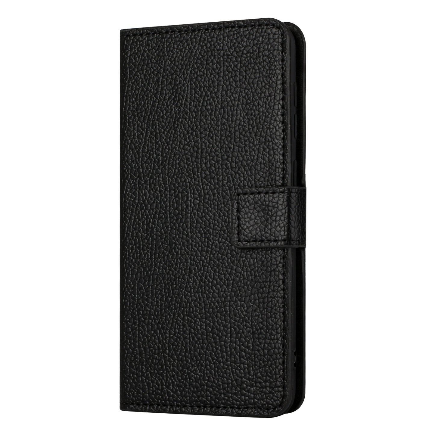 Litchi Texture PU Leather Phone Case for iPhone 15 ,  Wallet Stand Anti-drop Cover - Black