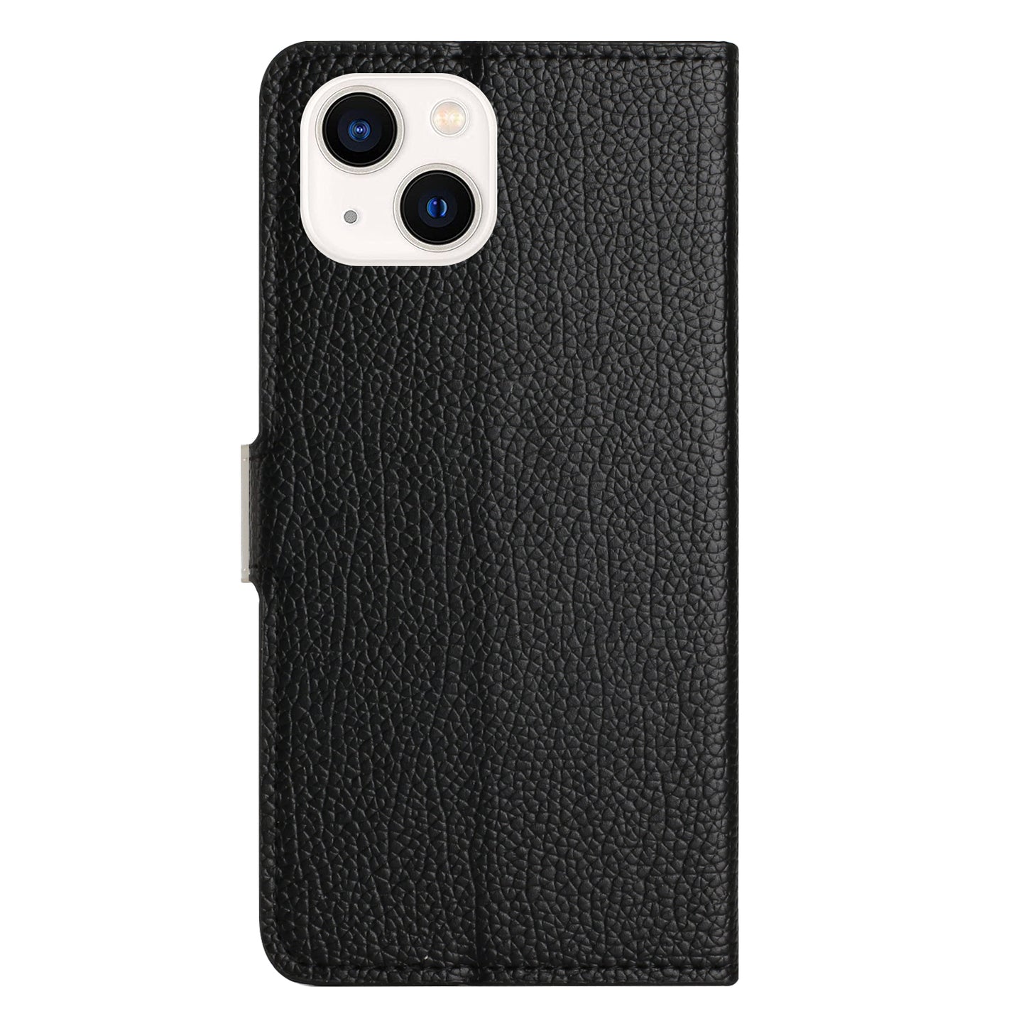Litchi Texture PU Leather Phone Case for iPhone 15 ,  Wallet Stand Anti-drop Cover - Black