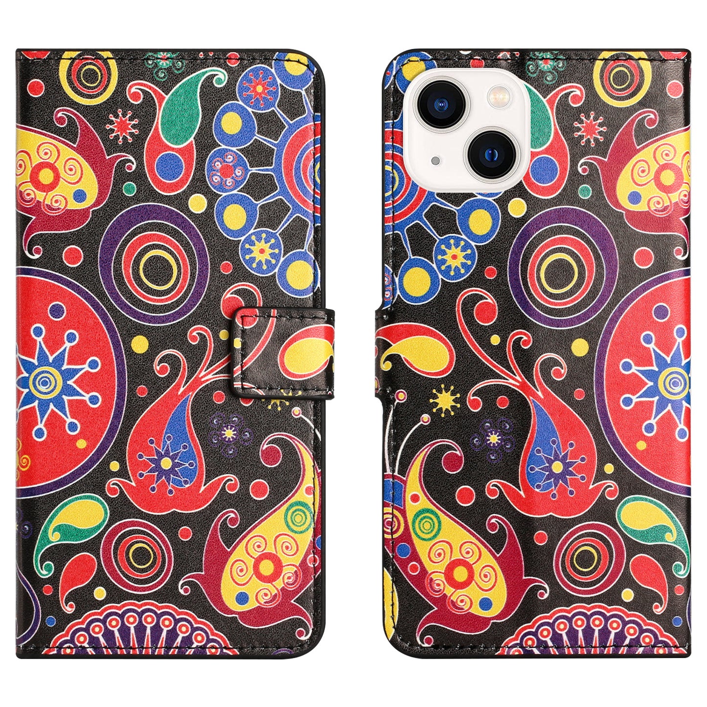 Uniqkart for iPhone 15 Pattern Printing Flip Case PU Leather Stand Wallet Phone Cover - Jelly Fish