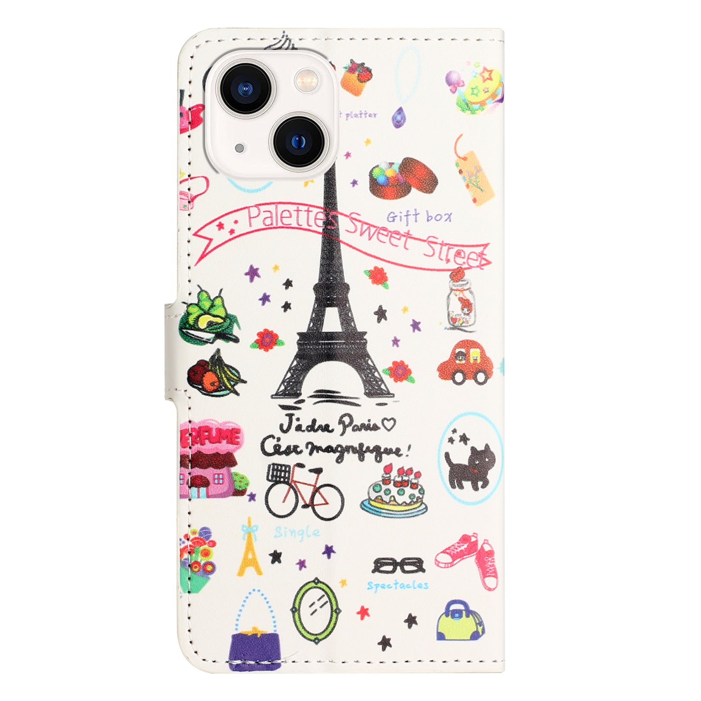 Uniqkart for iPhone 15 Pattern Printing Flip Case PU Leather Stand Wallet Phone Cover - Iron Tower