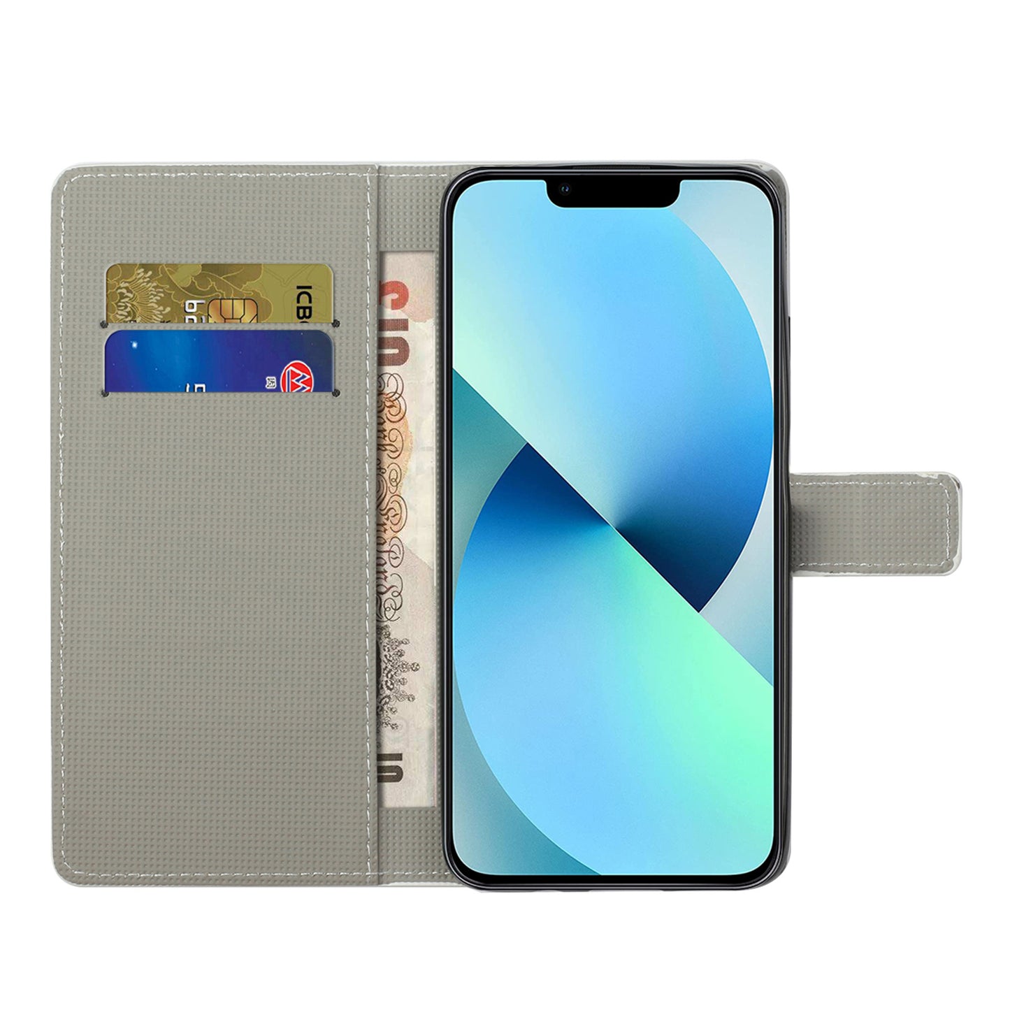 Uniqkart for iPhone 15 Pattern Printing Flip Case PU Leather Stand Wallet Phone Cover - Sparkle Butterflies