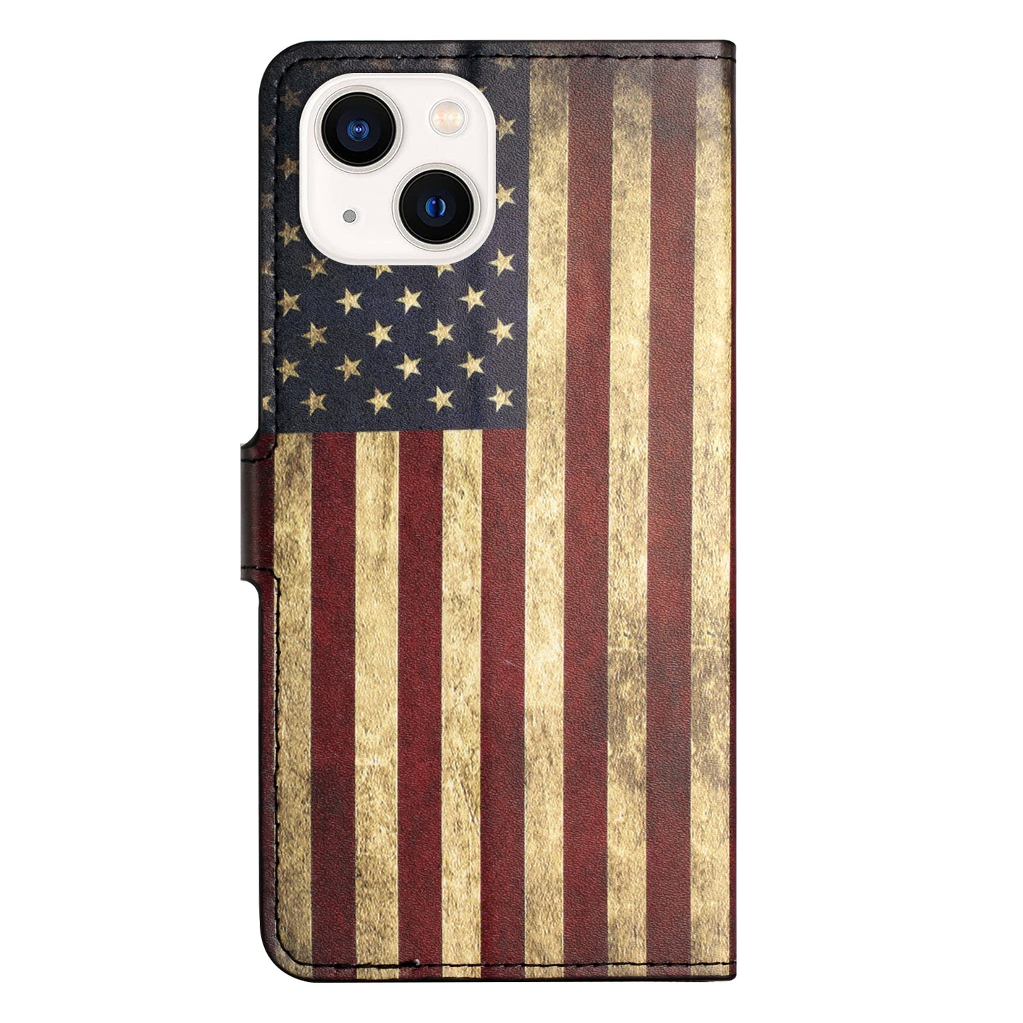 Uniqkart for iPhone 15 Pattern Printing Flip Case PU Leather Stand Wallet Phone Cover - The American Flag