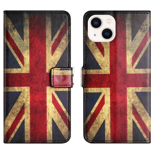 Uniqkart for iPhone 15 Pattern Printing Flip Case PU Leather Stand Wallet Phone Cover - Union Jack