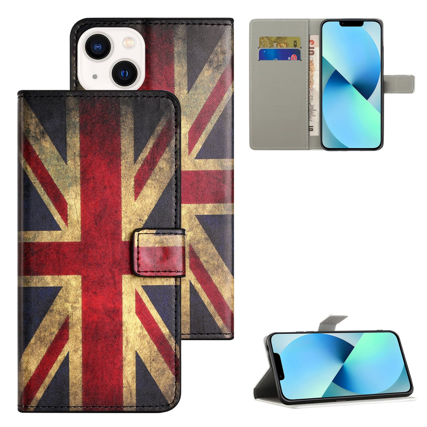 Uniqkart for iPhone 15 Pattern Printing Flip Case PU Leather Stand Wallet Phone Cover - Union Jack