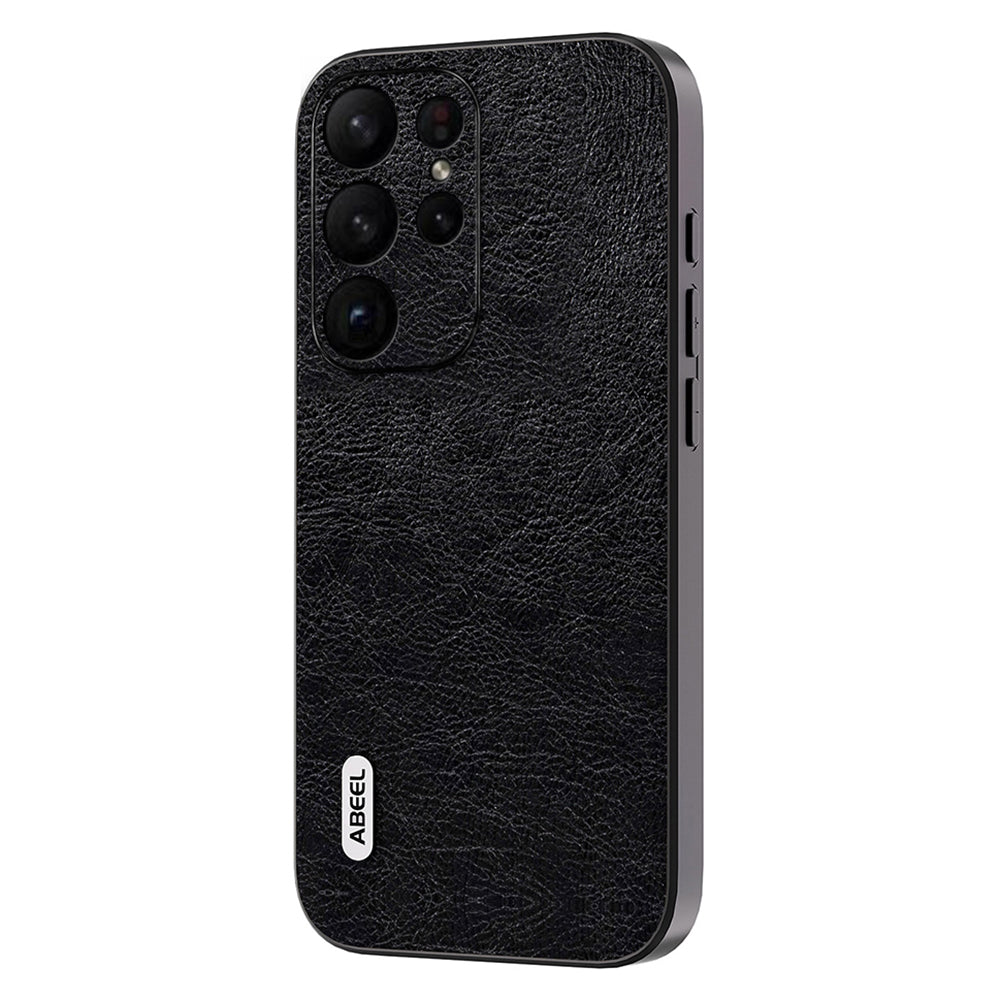 Uniqkart For Samsung Galaxy S23 Ultra Phone Case Litchi Texture Retro PU Leather Coated TPU+PC Cover - Black