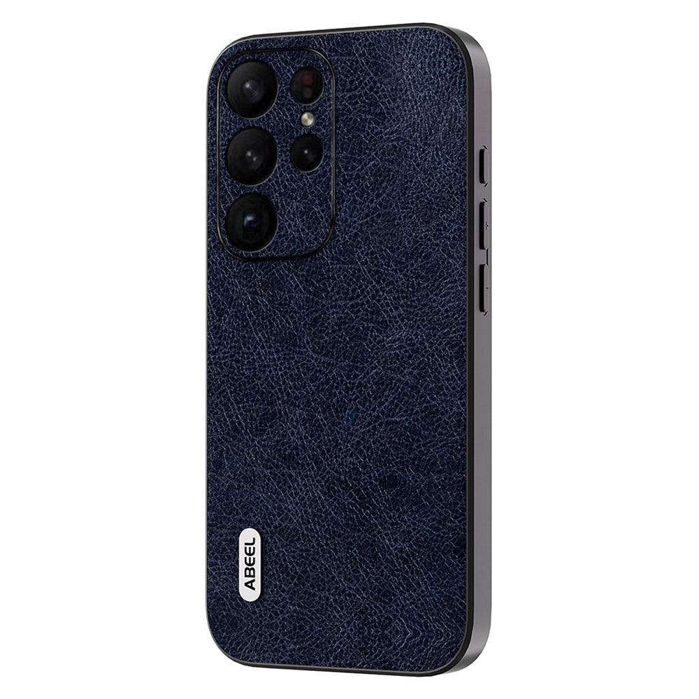 Uniqkart For Samsung Galaxy S23 Ultra Phone Case Litchi Texture Retro PU Leather Coated TPU+PC Cover - Blue