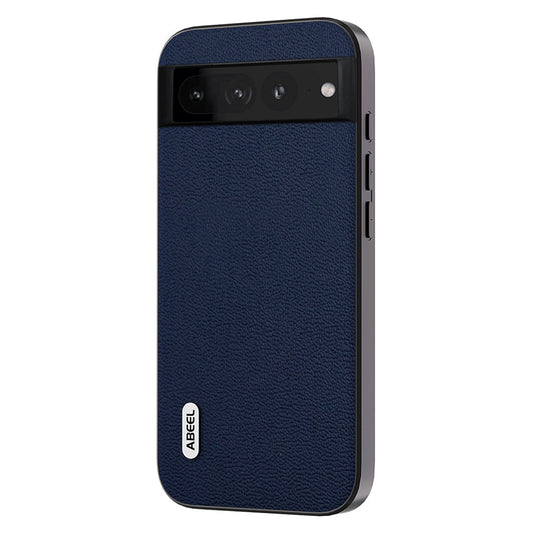 Uniqkart For Google Pixel 8 Pro Protective Slim Case Litchi Texture Genuine Cow Leather+PC+TPU Phone Cover - Blue