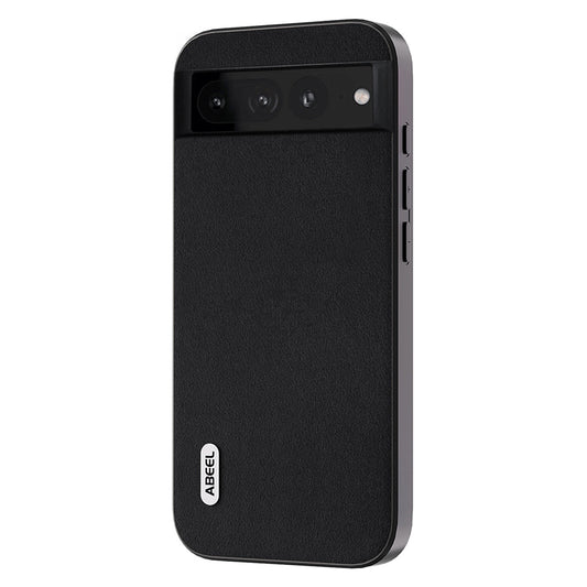 Uniqkart Shockproof Case for Google Pixel 8 Pro Nappa Texture Phone Shell Genuine Cow Leather+PC+TPU Cover - Black