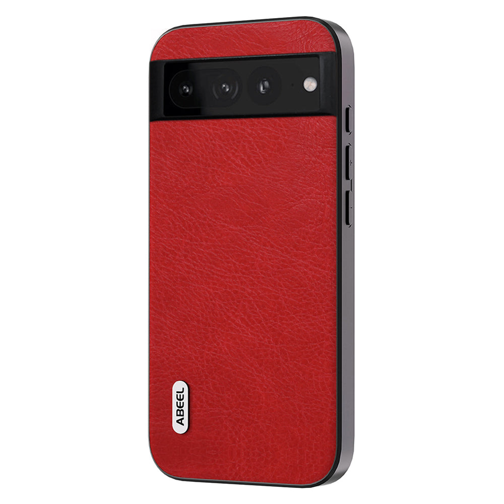 Uniqkart For Google Pixel 8 Retro Litchi Texture Phone Case PU Leather Coated TPU+PC Back Cover - Red