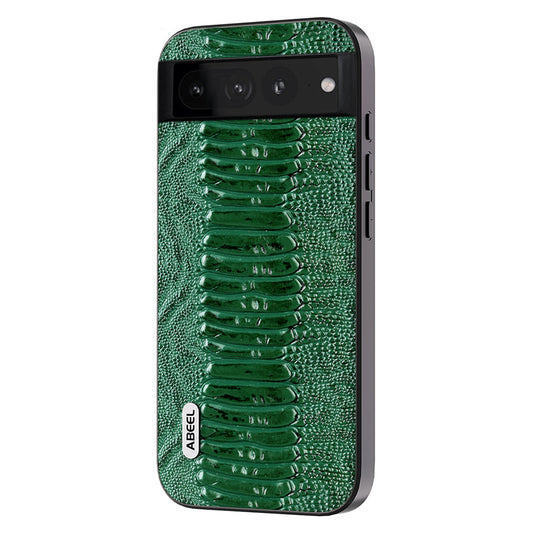 Crocodile Texture Anti-drop Cover for Google Pixel 8 , Genuine Cow Leather+PC+TPU Phone Case - Green