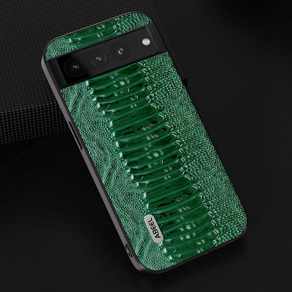 Crocodile Texture Anti-drop Cover for Google Pixel 8 , Genuine Cow Leather+PC+TPU Phone Case - Green