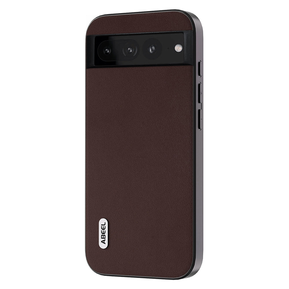 Uniqkart For Google Pixel 8 Nappa Texture Mobile Case Genuine Cow Leather+PC+TPU Cover - Coffee