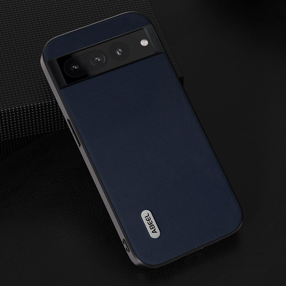 Uniqkart for Google Pixel 8 Nappa Texture Mobile Case Genuine Cow Leather+PC+TPU Cover - Blue