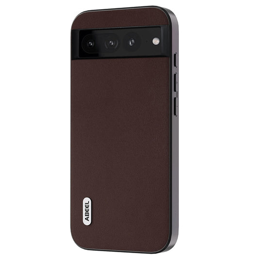 Uniqkart Nappa Texture Phone Case for Google Pixel 7 Pro 5G Drop-proof Genuine Cow Leather+PC+TPU Cover - Coffee