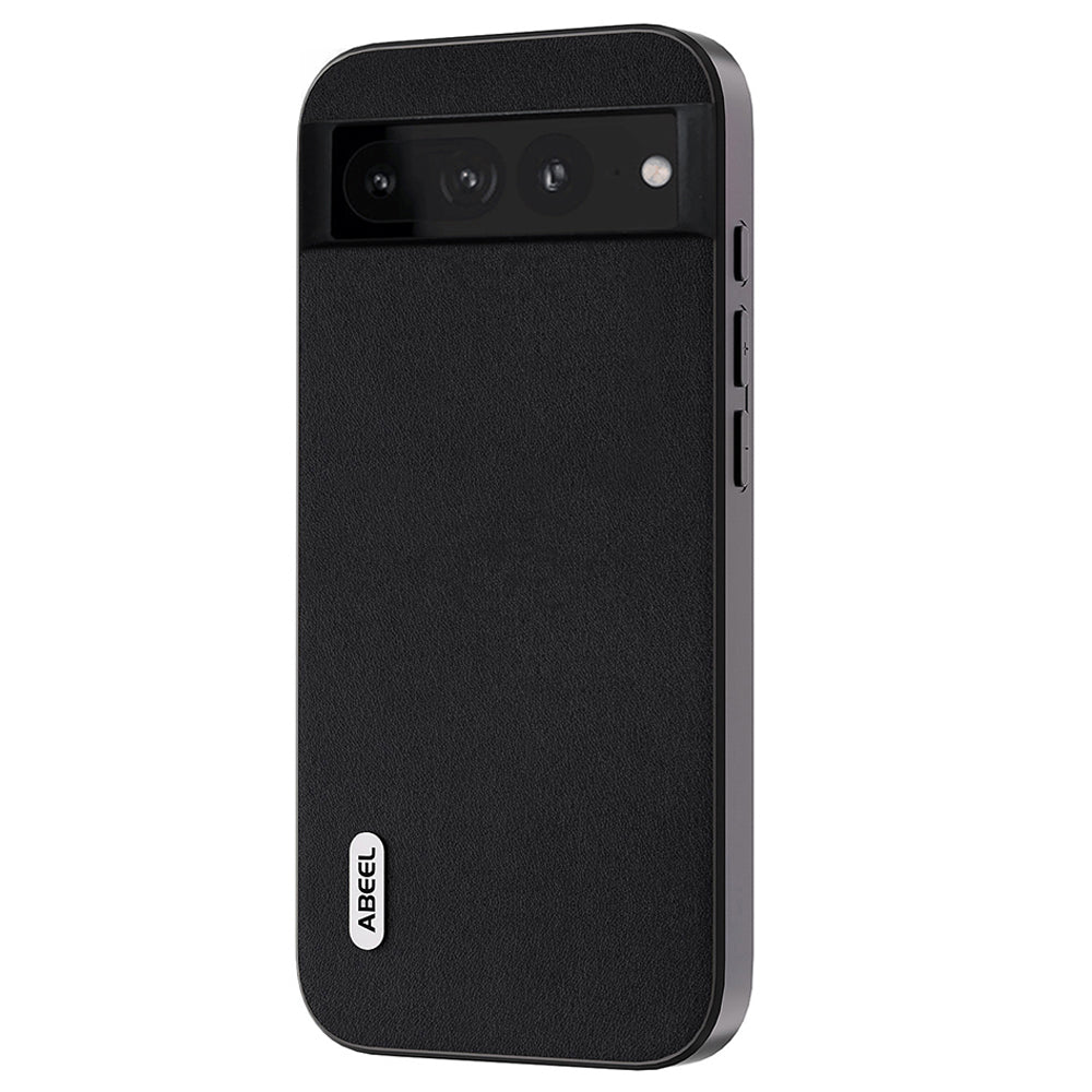 Uniqkart Nappa Texture Phone Case for Google Pixel 7 Pro 5G Drop-proof Genuine Cow Leather+PC+TPU Cover - Black