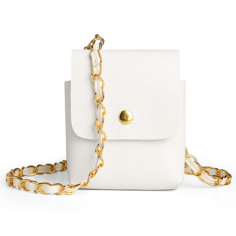Uniqkart for Samsung Galaxy Z Flip3 5G / Z Flip4 5G / Z Flip5 5G Crossbody Phone Bag Leather Phone Cover with Chain Shoulder Strap - White