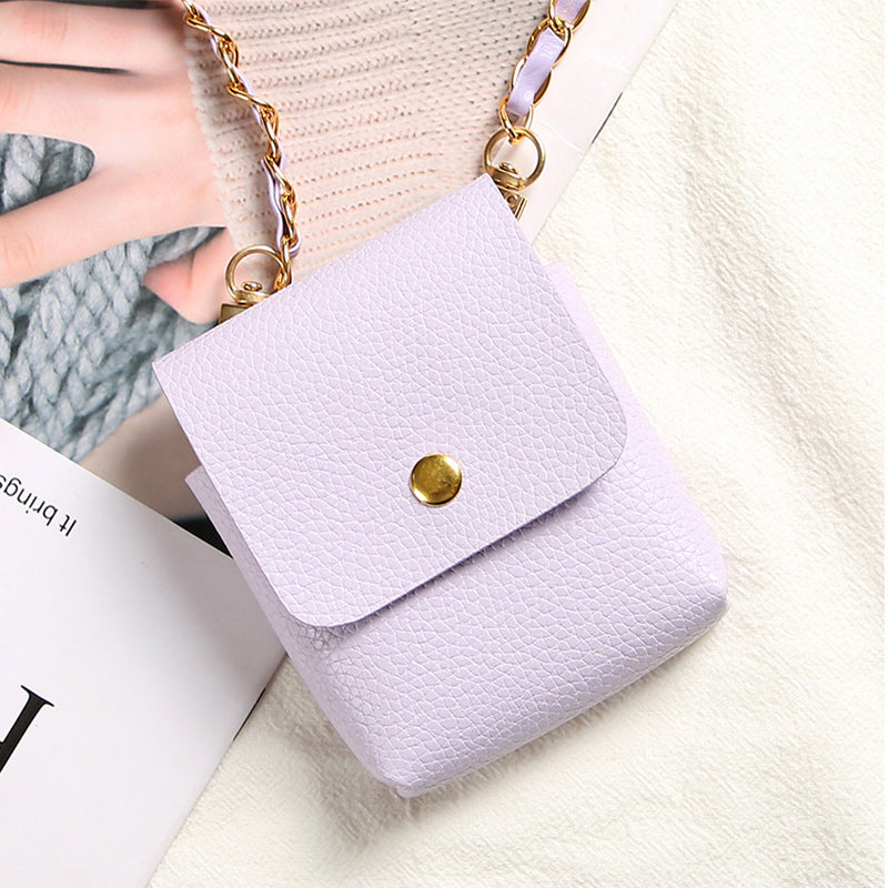 Uniqkart for Samsung Galaxy Z Flip3 5G / Z Flip4 5G / Z Flip5 5G Crossbody Phone Bag Leather Phone Cover with Chain Shoulder Strap - Light Purple