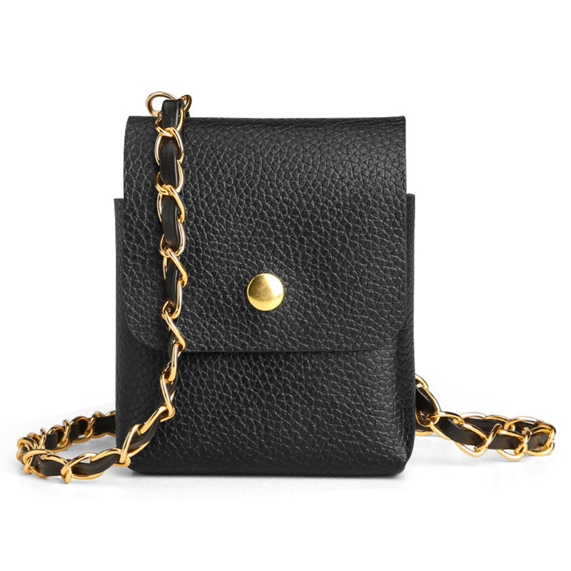 Uniqkart for Samsung Galaxy Z Flip3 5G / Z Flip4 5G / Z Flip5 5G Crossbody Phone Bag Leather Phone Cover with Chain Shoulder Strap - Black