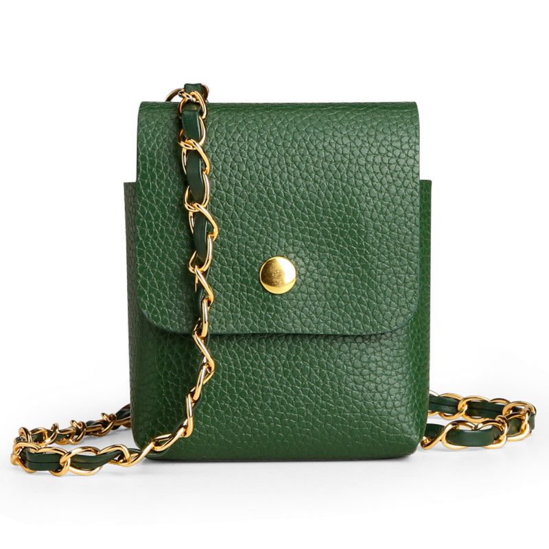 Uniqkart for Samsung Galaxy Z Flip3 5G / Z Flip4 5G / Z Flip5 5G Crossbody Phone Bag Leather Phone Cover with Chain Shoulder Strap - Green
