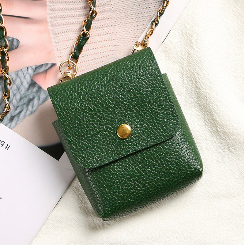 Uniqkart for Samsung Galaxy Z Flip3 5G / Z Flip4 5G / Z Flip5 5G Crossbody Phone Bag Leather Phone Cover with Chain Shoulder Strap - Green