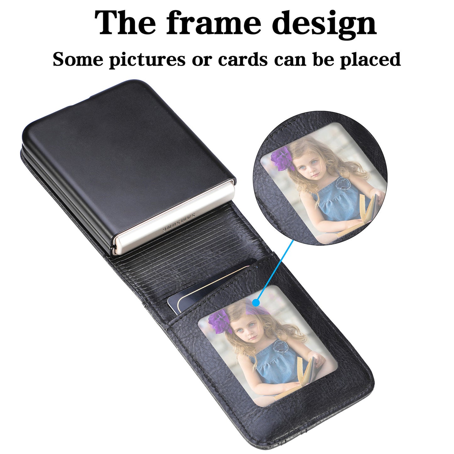 Uniqkart for Samsung Galaxy Z Flip5 5G Wallet Design Phone Case PU Leather+PC Cell Phone Cover - Black