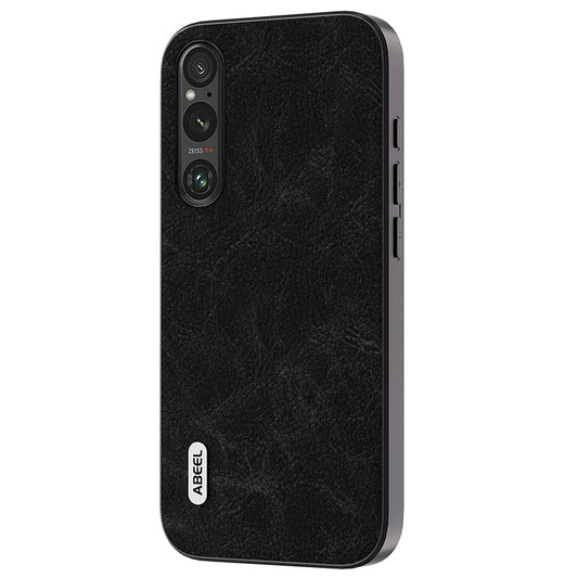 Uniqkart Back Protector for Sony Xperia 1 IV 5G PU Leather+PC+TPU Litchi Texture Scratch Proof Phone Case - Black