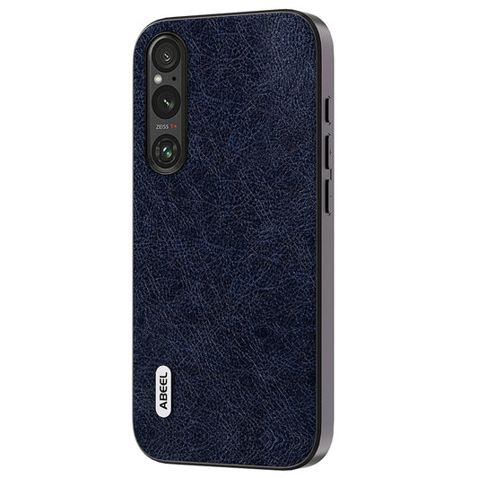 Uniqkart Phone Case for Sony Xperia 1 IV 5G Retro Litchi Texture PU Leather Coated TPU+PC Cover - Blue