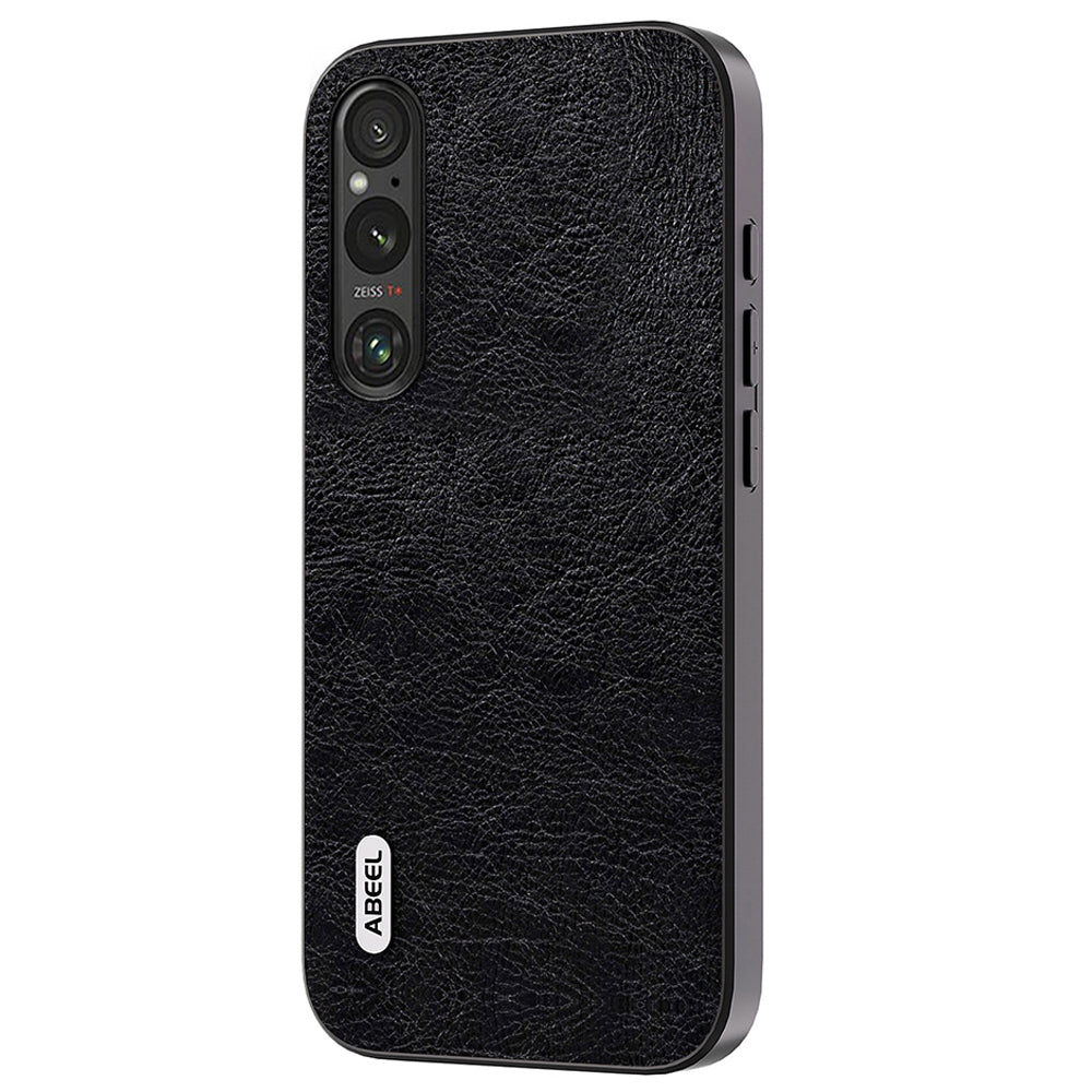Uniqkart Phone Case for Sony Xperia 1 IV 5G Retro Litchi Texture PU Leather Coated TPU+PC Cover - Black