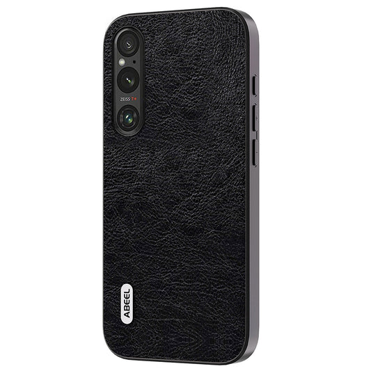 Uniqkart Phone Case for Sony Xperia 1 IV 5G Retro Litchi Texture PU Leather Coated TPU+PC Cover - Black