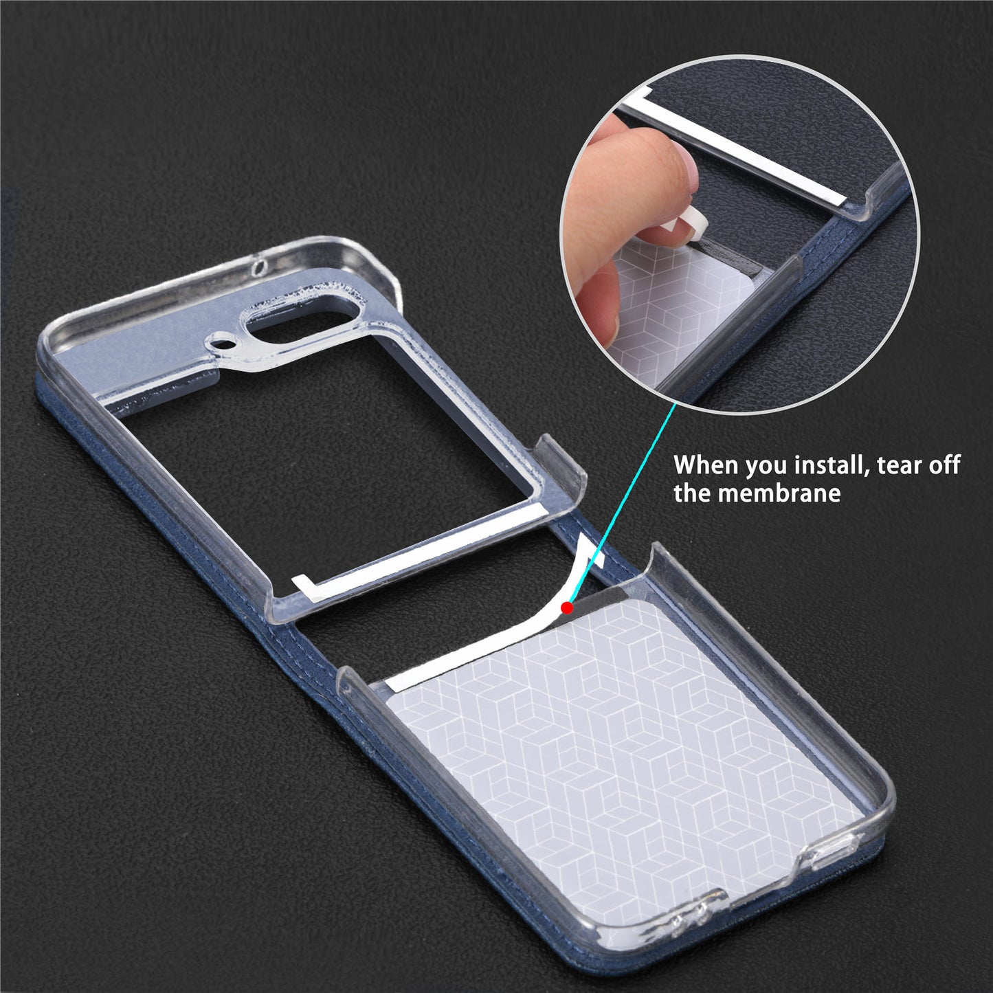 Uniqkart for Samsung Galaxy Z Flip5 5G PU Leather+PC Phone Case Ultra-Thin Litchi Texture Card Slot Kickstand Cover - Black