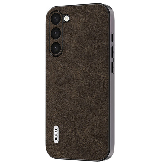 Uniqkart Shockproof Cover for Samsung Galaxy S23 PU Leather+PC+TPU Litchi Texture Phone Case - Khaki