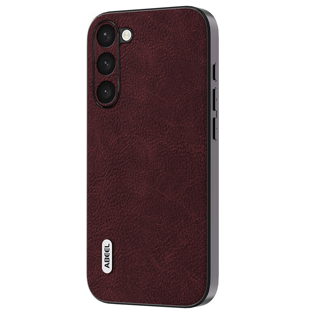 Uniqkart Back Protector for Samsung Galaxy S23+ PU Leather+PC+TPU Litchi Texture Phone Case - Purplish Red