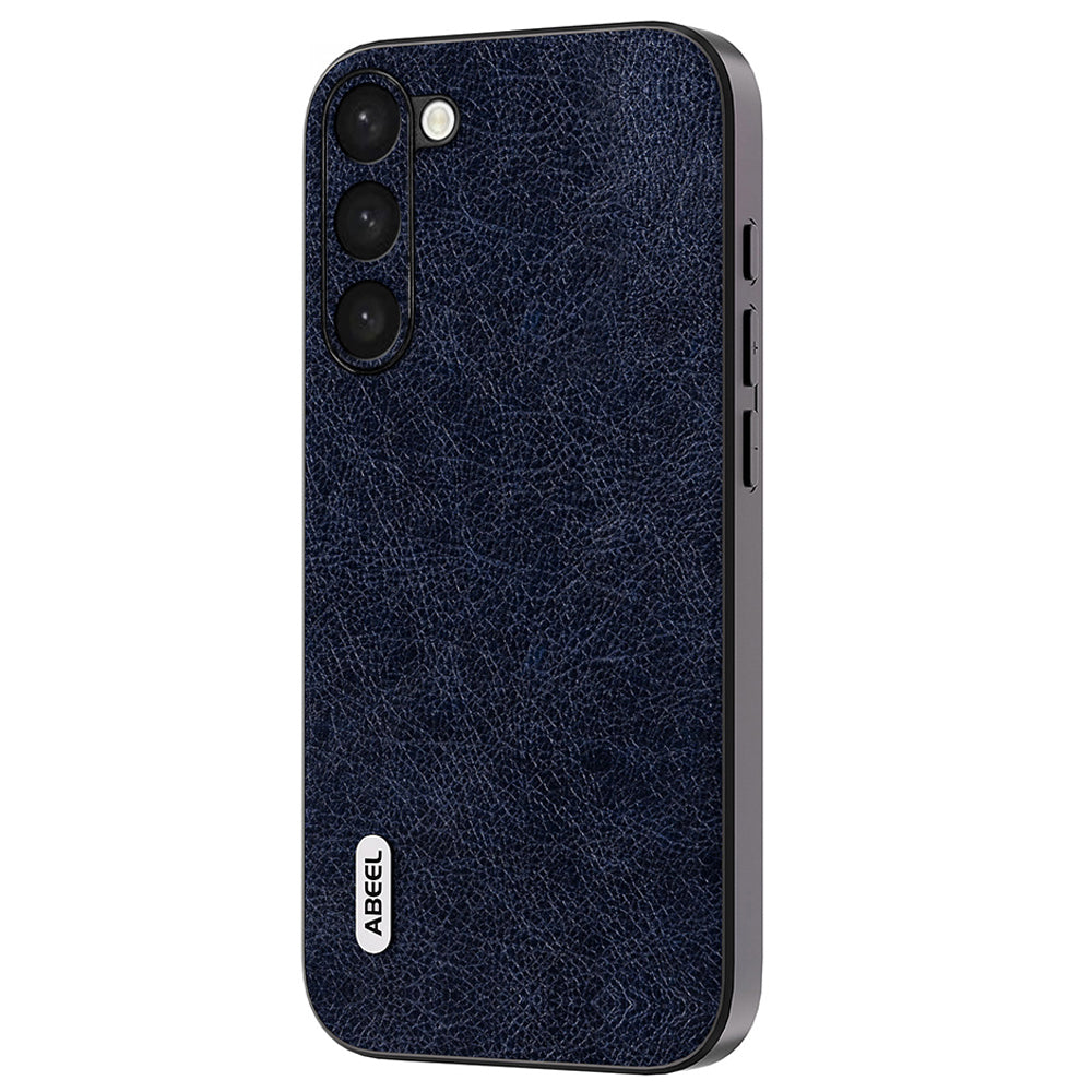 Uniqkart For Samsung Galaxy S23+ Retro Phone Anti-drop Case Litchi Texture PU Leather Coated TPU+PC Cover - Blue