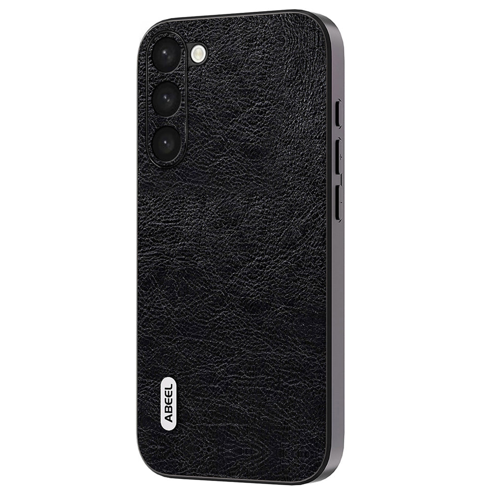 Uniqkart For Samsung Galaxy S23+ Retro Phone Anti-drop Case Litchi Texture PU Leather Coated TPU+PC Cover - Black