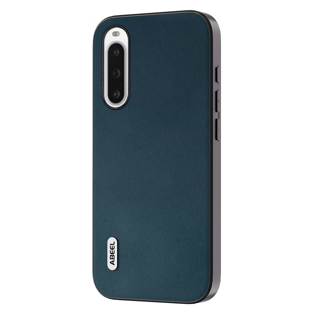 Uniqkart For Sony Xperia 10 V Nappa Texture Genuine Cow Leather Coated Phone Case PC+TPU Back Cover - Green