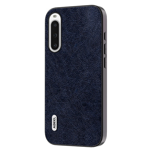 Uniqkart For Sony Xperia 10 V Retro Phone Case Litchi Texture PU Leather Coated TPU+PC Anti-drop Cover - Blue