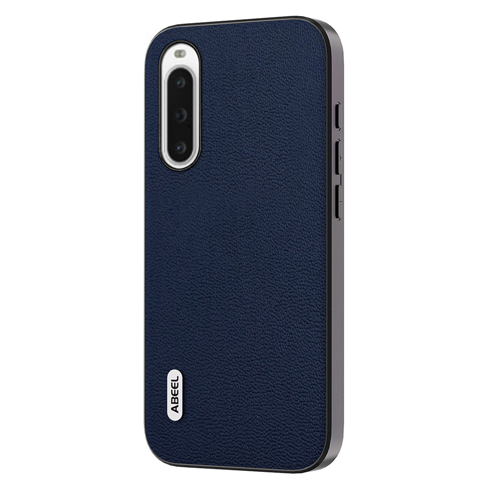 Uniqkart For Sony Xperia 10 IV 5G Phone Case Genuine Cow Leather+PC+TPU Litchi Texture Cover - Blue