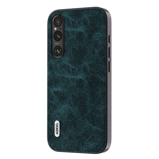 Uniqkart Slim Phone Case for Sony Xperia 1 V Shockproof Cover Litchi Texture PU Leather+PC+TPU Phone Shell - Blue