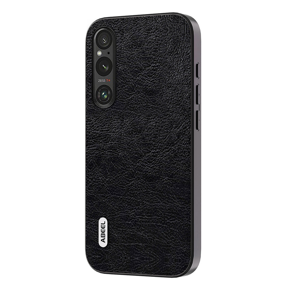 Uniqkart For Sony Xperia 1 V Retro Anti-drop Phone Case Litchi Texture PU Leather Coated TPU+PC Cover - Black