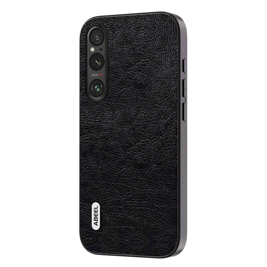 Uniqkart For Sony Xperia 1 V Retro Anti-drop Phone Case Litchi Texture PU Leather Coated TPU+PC Cover - Black
