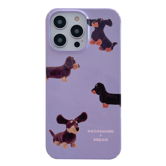 Uniqkart for iPhone 12 Pro Max 6.7 inch Hard PC Phone Case Pattern Printing Protective Glossy Phone Shell - Dachshund Dog