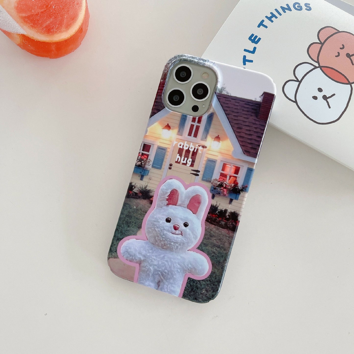 Uniqkart for iPhone 12 Pro Max 6.7 inch Hard PC Phone Case Pattern Printing Protective Glossy Phone Shell - Rabbit Hug