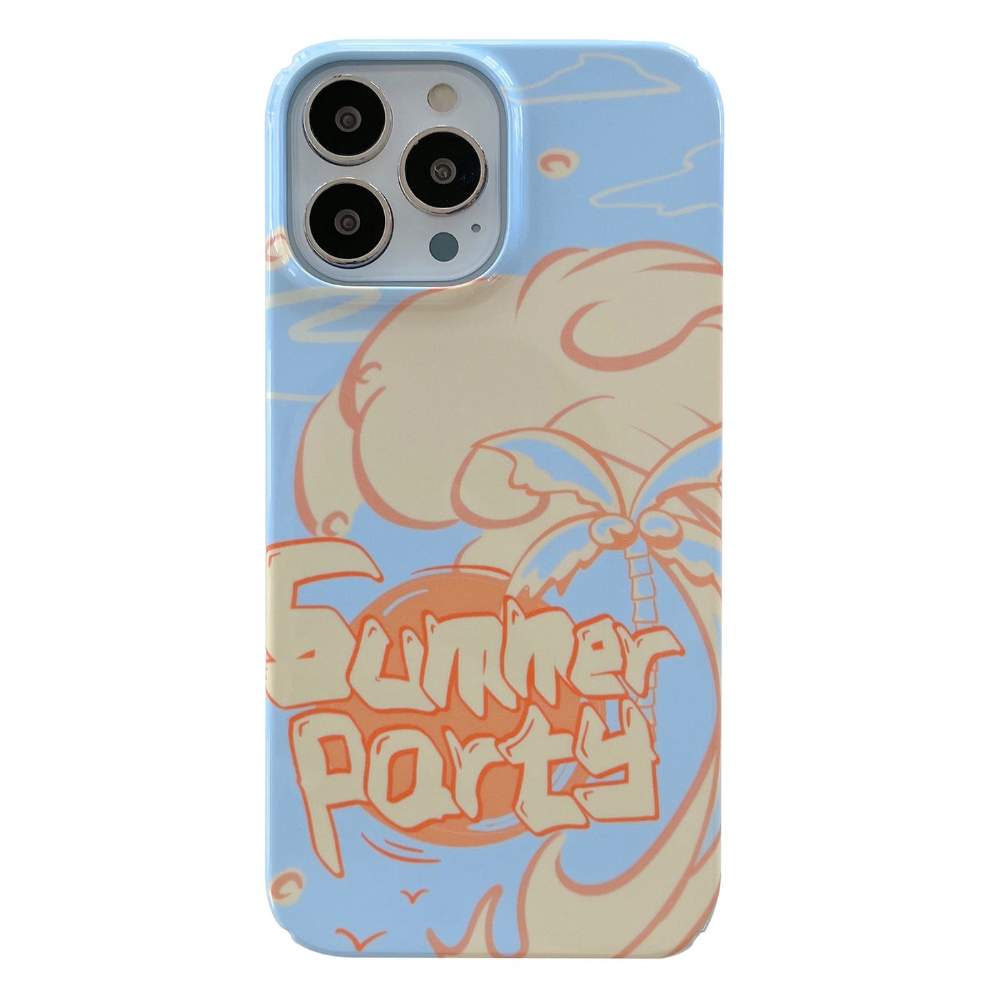 Uniqkart for iPhone 12 Pro Max 6.7 inch Hard PC Phone Case Pattern Printing Protective Glossy Phone Shell - Summer Party