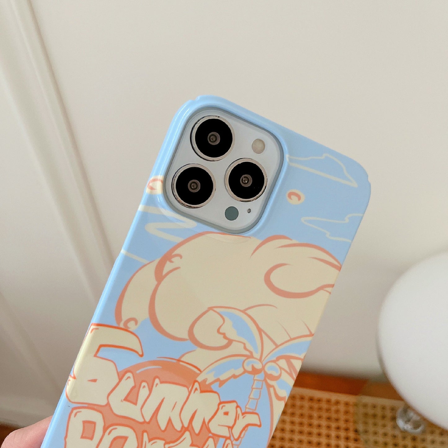 Uniqkart for iPhone 12 Pro Max 6.7 inch Hard PC Phone Case Pattern Printing Protective Glossy Phone Shell - Summer Party