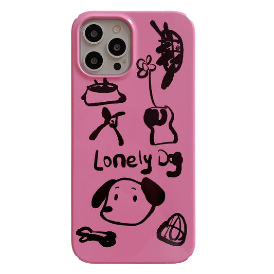 Uniqkart for iPhone 12 Pro Max 6.7 inch Hard PC Phone Case Pattern Printing Protective Glossy Phone Shell - Lonely Dog