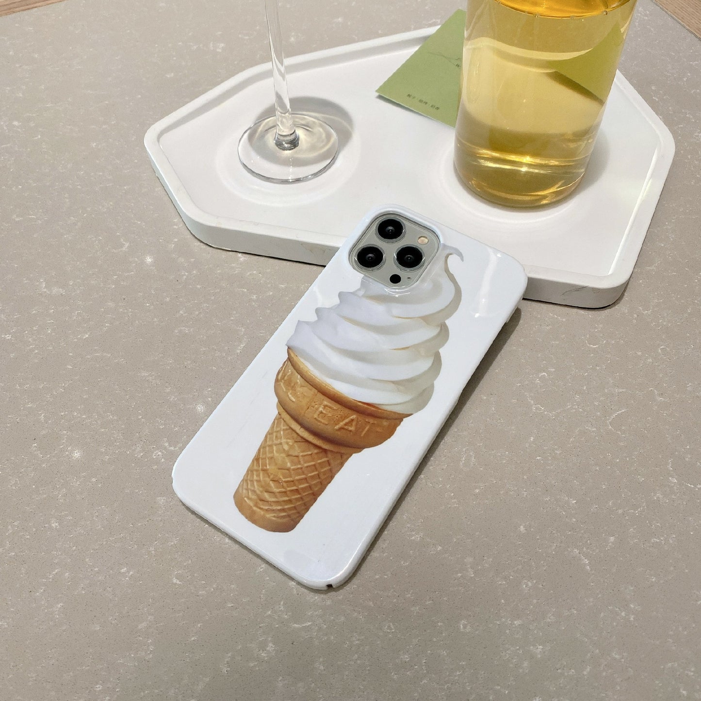 Uniqkart for iPhone 12 Pro Max 6.7 inch Hard PC Phone Case Pattern Printing Protective Glossy Phone Shell - Ice Cream
