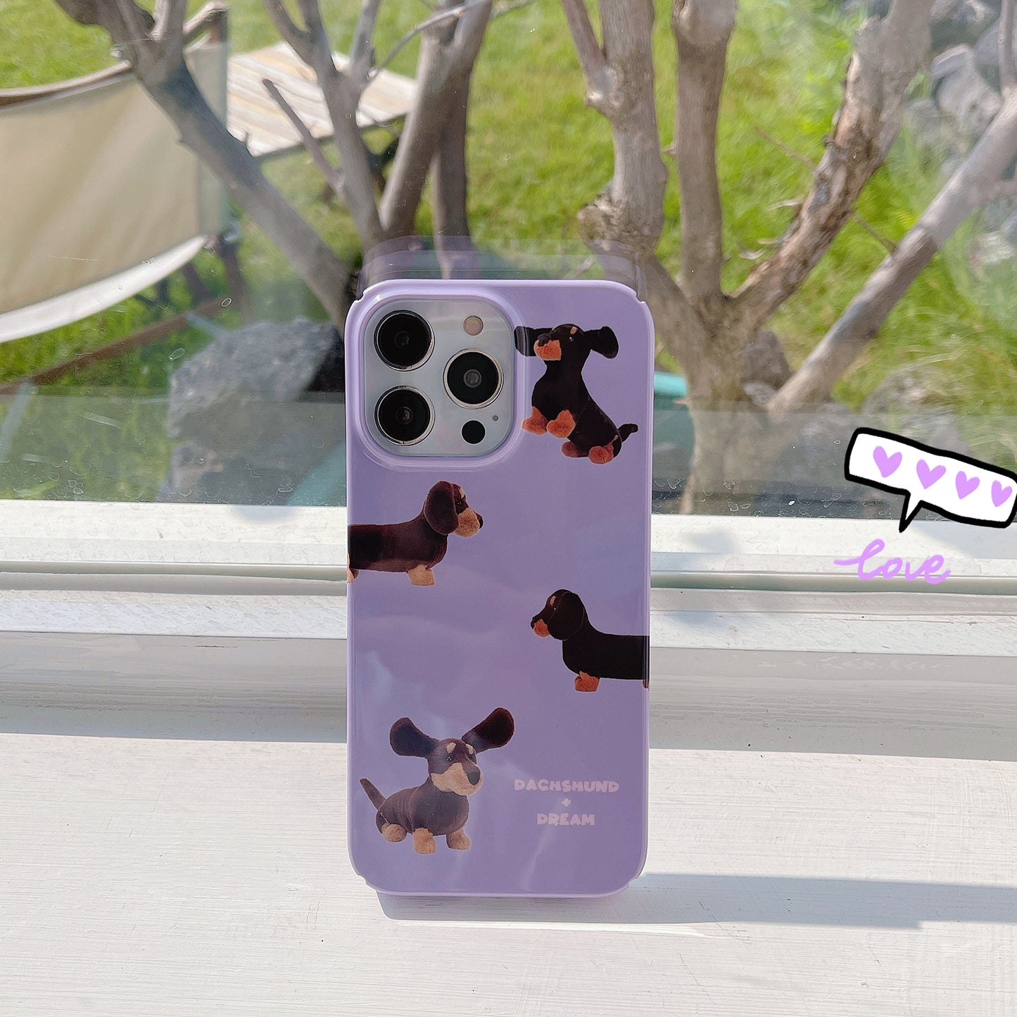 Hard PC Phone Cover for iPhone 12 Pro 6.1 inch Pattern Printing Anti-Drop Glossy Phone Case - Dachshund Dog
